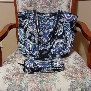 Vera Bradley Quilted Shoulder Bag & Wallet Set